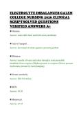 ELECTROLYTE IMBALANCES GALEN&NewLine;COLLEGE NURSING 2026 CLINICAL&NewLine;SCRIPTSOLVED QUESTIONS&NewLine;VERIFIED ANSWERS A&plus;&NewLine;