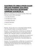 ELECTROLYTE IMBALANCES GALEN&NewLine;COLLEGE NURSING 2026 FINAL&NewLine;PAPER PRACTICE QUESTIONS&NewLine;ANSWERS ACCURATE A&plus;