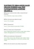 ELECTROLYTE IMBALANCES GALEN&NewLine;COLLEGE NURSING 2026 TEST&NewLine;PAPERQUESTIONS ANSWERS&NewLine;GRADED A&plus;&NewLine;
