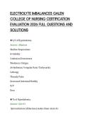 ELECTROLYTE IMBALANCES GALEN&NewLine;COLLEGE OF NURSING CERTIFICATION&NewLine;EVALUATION 2026 FULL QUESTIONS AND&NewLine;SOLUTIONS&NewLine;