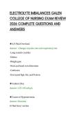 ELECTROLYTE IMBALANCES GALEN&NewLine;COLLEGE OF NURSING EXAM REVIEW&NewLine;2026 COMPLETE QUESTIONS AND&NewLine;ANSWERS&NewLine;