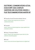 ELECTRONIC COMMUNICATIONS ACTUAL&NewLine;EXAM SCRIPT 2026 COMPLETE&NewLine;QUESTIONS AND SOLUTIONS GRADED A&NewLine;PLUS TELECOMMUNICATIONS MASTER SET&NewLine;