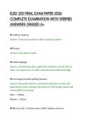 ELED 320 FINAL EXAM PAPER 2026&NewLine;COMPLETE EXAMINATION WITH VERIFIED&NewLine;ANSWERS GRADED A&plus;&NewLine;