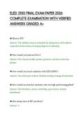 ELED 3100 FINAL EXAM PAPER 2026&NewLine;COMPLETE EXAMINATION WITH VERIFIED&NewLine;ANSWERS GRADED A&plus;