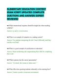 ELEMENTARY EDUCATION CONTENT&NewLine;EXAM SCRIPT UPDATED COMPLETE&NewLine;QUESTIONS AND ANSWERS EXPERT&NewLine;REVIEWED&NewLine;