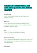 ELEMENTARY STATISTICS ACTUAL TEST&NewLine;BANK TESTED QUESTIONS WITH VERIFIED&NewLine;SOLUTIONS&NewLine;