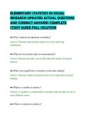 ELEMENTARY STATISTICS IN SOCIAL&NewLine;RESEARCH UPDATED ACTUAL QUESTIONS&NewLine;AND CORRECT ANSWERS COMPLETE&NewLine;STUDY GUIDE FULL SOLUTION