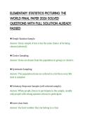 ELEMENTARY STATISTICS PICTURING THE&NewLine;WORLD FINAL PAPER 2026 SOLVED&NewLine;QUESTIONS WITH FULL SOLUTION ALREADY&NewLine;PASSED&NewLine;