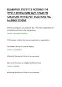 ELEMENTARY STATISTICS PICTURING THE&NewLine;WORLD REVIEW PAPER 2026 COMPLETE&NewLine;QUESTIONS WITH EXPERT SOLUTIONS AND&NewLine;MARKING SCHEME&NewLine;