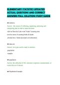 ELEMENTARY STATISTICS UPDATED&NewLine;ACTUAL QUESTIONS AND CORRECT&NewLine;ANSWERS FULL SOLUTION STUDY GUIDE&NewLine;