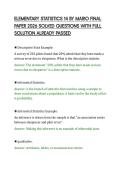 ELEMENTARY STATISTICS 14 BY MARIO FINAL&NewLine;PAPER 2026 SOLVED QUESTIONS WITH FULL&NewLine;SOLUTION ALREADY PASSED