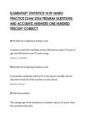 ELEMENTARY STATISTICS 14 BY MARIO&NewLine;PRACTICE EXAM 2026 PREMIUM QUESTIONS&NewLine;AND ACCURATE ANSWERS ONE HUNDRED&NewLine;PERCENT CORRECT