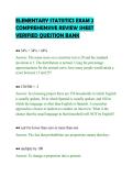 ELEMENTARY STATISTICS EXAM 2&NewLine;COMPREHENSIVE REVIEW SHEET&NewLine;VERIFIED QUESTION BANK&NewLine;