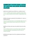 ELEMENTARY STATISTICS EXAM 3 ACTUAL&NewLine;TEST QUESTIONS AND EXPERT REVIEWED&NewLine;SOLUTIONS&NewLine;