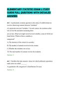 ELEMENTARY STATISTICS EXAM 3 STUDY&NewLine;GUIDE FULL QUESTIONS WITH DETAILED&NewLine;ANSWERS&NewLine;