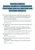 PROPHECY MEDICAL&NewLine;SURGICAL-TELEMETRY COMPREHENSIVE&NewLine;STUDY GUIDE 2026 FULL QUESTIONS AND&NewLine;SOLUTIONS GRADED A&plus;