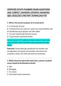 Certified Estate Planner Exam Questions and Correct Answers &ndash; Comprehensive Practice Test & Study Guide