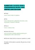 ELEMENTARY STATISTICS EXAM 4&NewLine;COMPREHENSIVE REVIEW SHEET&NewLine;VERIFIED QUESTION BANK&NewLine;