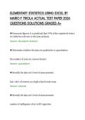ELEMENTARY STATISTICS USING EXCEL BY&NewLine;MARIO F TRIOLA ACTUAL TEST PAPER 2026&NewLine;QUESTIONS SOLUTIONS GRADED A&plus;