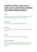 ELEMENTARY STATISTICS USING EXCEL BY&NewLine;MARIO F TRIOLA CERTIFICATION ASSESSMENT&NewLine;2026 VERIFIED ANSWERS GRADED A&plus;