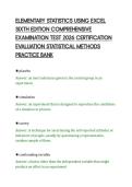ELEMENTARY STATISTICS USING EXCEL&NewLine;SIXTH EDITION COMPREHENSIVE&NewLine;EXAMINATION TEST 2026 CERTIFICATION&NewLine;EVALUATION STATISTICAL METHODS&NewLine;PRACTICE BANK