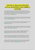 NUR 425 CC Med Exam UPDATED &NewLine;ACTUAL QUESTIONS AND CORRECT &NewLine;ANSWERS