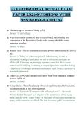 ELEVATOR FINAL ACTUAL EXAM&NewLine;PAPER 2026 QUESTIONS WITH&NewLine;ANSWERS GRADED A&plus;&NewLine;
