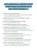ELEVATOR FINAL CERTIFICATION&NewLine;SCRIPT 2026 QUESTIONS WITH&NewLine;SOLUTIONS GRADED A&plus;&NewLine;