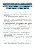 ELEVATOR FINAL COMPREHENSIVE&NewLine;STUDY GUIDE 2026 FULL QUESTIONS&NewLine;AND SOLUTIONS GRADED A&plus;&NewLine;