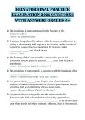 ELEVATOR FINAL PRACTICE&NewLine;EXAMINATION 2026 QUESTIONS&NewLine;WITH ANSWERS GRADED A&plus;