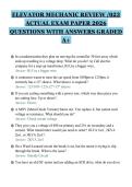ELEVATOR MECHANIC REVIEW &sol;023&NewLine;ACTUAL EXAM PAPER 2026&NewLine;QUESTIONS WITH ANSWERS GRADED&NewLine;A&plus;&NewLine;