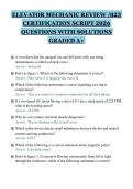 ELEVATOR MECHANIC REVIEW &sol;023&NewLine;CERTIFICATION SCRIPT 2026&NewLine;QUESTIONS WITH SOLUTIONS&NewLine;GRADED A&plus;&NewLine;