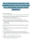 ELEVATOR MECHANIC REVIEW &sol;023&NewLine;COMPREHENSIVE STUDY GUIDE 2026&NewLine;FULL QUESTIONS AND SOLUTIONS&NewLine;GRADED A&plus;&NewLine;