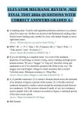 ELEVATOR MECHANIC REVIEW &sol;023&NewLine;FINAL TEST 2026 QUESTIONS WITH&NewLine;CORRECT ANSWERS GRADED A&plus;&NewLine;