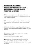ELEVATOR MECHANIC&NewLine;CERTIFICATION BUNDLE 2026&NewLine;COMPLETE QUESTIONS AND&NewLine;VERIFIED ANSWERS