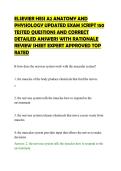 ELSEVIER HESI A2 ANATOMY AND&NewLine;PHYSIOLOGY UPDATED EXAM SCRIPT 150&NewLine;TESTED QUESTIONS AND CORRECT&NewLine;DETAILED ANSWERS WITH RATIONALE&NewLine;REVIEW SHEET EXPERT APPROVED TOP&NewLine;RATED