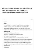ATI ALTERATIONS IN HEMATOLOGIC FUNCTION &ndash; ATI NURSING STUDY GUIDE&comma; PRACTICE QUESTIONS & EXAM REVIEW 2026&sol;2027