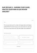 NUR 209 QUIZ 4 &ndash; NURSING STUDY GUIDE&comma; PRACTICE QUESTIONS & QUIZ REVIEW 2026&sol;2027