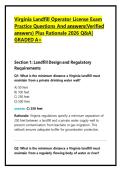 Virginia Landfill Operator License Exam &NewLine;Practice Questions And answers&lpar;Verified &NewLine;answers&rpar; Plus Rationale 2026 Q&A&vert; &NewLine;GRADED A&plus;