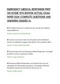 EMERGENCY MEDICAL RESPONDER FIRST&NewLine;ON SCENE 12TH EDITION ACTUAL EXAM&NewLine;PAPER 2026 COMPLETE QUESTIONS AND&NewLine;ANSWERS GRADED A&plus;