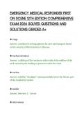 EMERGENCY MEDICAL RESPONDER FIRST&NewLine;ON SCENE 12TH EDITION COMPREHENSIVE&NewLine;EXAM 2026 SOLVED QUESTIONS AND&NewLine;SOLUTIONS GRADED A&plus;