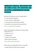 EMERGENCY MEDICAL RESPONDER FIRST&NewLine;ON SCENE ACTUAL TEST QUESTIONS AND&NewLine;SOLUTIONS COMPREHENSIVE REVIEW&NewLine;PACKAGE