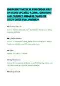 EMERGENCY MEDICAL RESPONDER FIRST&NewLine;ON SCENE UPDATED ACTUAL QUESTIONS&NewLine;AND CORRECT ANSWERS COMPLETE&NewLine;STUDY GUIDE FULL SOLUTION&NewLine;