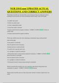 NUR 210 Exam UPDATED ACTUAL &NewLine;QUESTIONS AND CORRECT ANSWERS