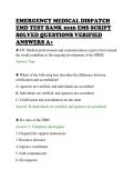 EMERGENCY MEDICAL DISPATCH&NewLine;EMD TEST BANK 2026 EMS SCRIPT&NewLine;SOLVED QUESTIONS VERIFIED&NewLine;ANSWERS A&plus;&NewLine;