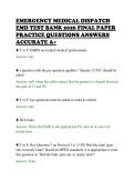 EMERGENCY MEDICAL DISPATCH&NewLine;EMD TEST BANK 2026 FINAL PAPER&NewLine;PRACTICE QUESTIONS ANSWERS&NewLine;ACCURATE A&plus;&NewLine;