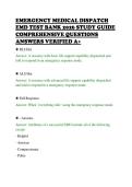 EMERGENCY MEDICAL DISPATCH&NewLine;EMD TEST BANK 2026 STUDY GUIDE&NewLine;COMPREHENSIVE QUESTIONS&NewLine;ANSWERS VERIFIED A&plus;&NewLine;