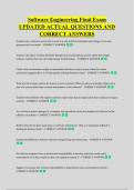 Software Engineering Final Exam &NewLine;UPDATED ACTUAL QUESTIONS AND &NewLine;CORRECT ANSWERS