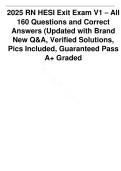 RN HESI Exit Exam Version 1 &lpar;V1&rpar;&colon; 160 Questions with Answers&NewLine;&NewLine;
