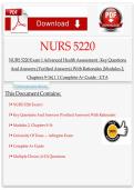 NURS 5220 Exam 1 Advanced Health Assessment &colon; Key Questions&NewLine;And Answers &lpar;Verified Answers&rpar; With Rationales &lpar;Modules 2&comma;&NewLine;Chapters 9-16&rpar; 1 1 Complete A&plus; Guide - UTA